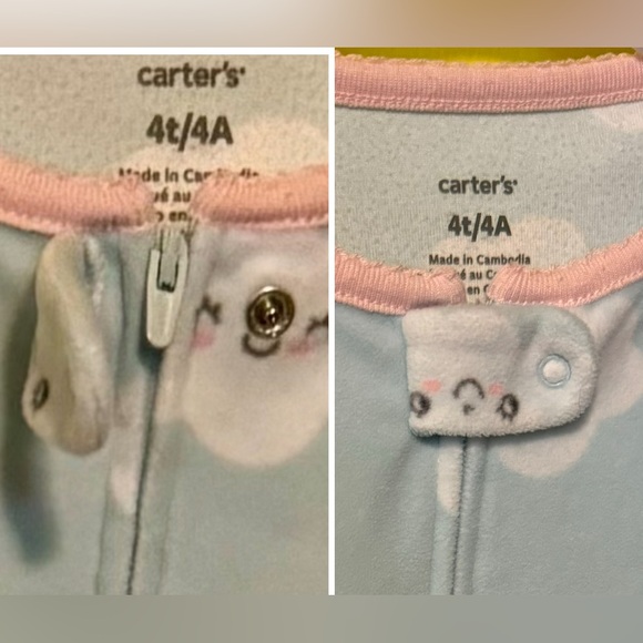 Carter’s Unisex Blue/Pink Fleece Cloud Sleeper 4T - Picture 4 of 8